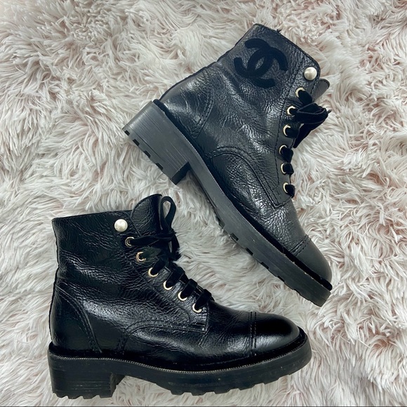 CHANEL Shoes - CHANEL Interlocking CC Logo Combat Boots